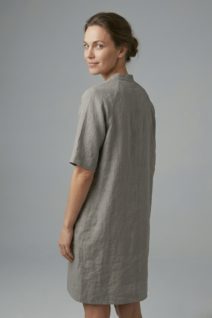 Robe femme boutonnée manches courtes