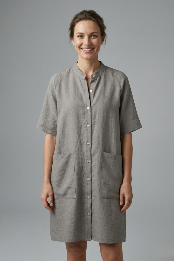Robe femme boutonnée manches courtes