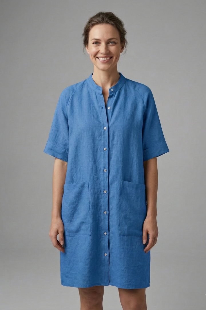 Robe femme boutonnée manches courtes