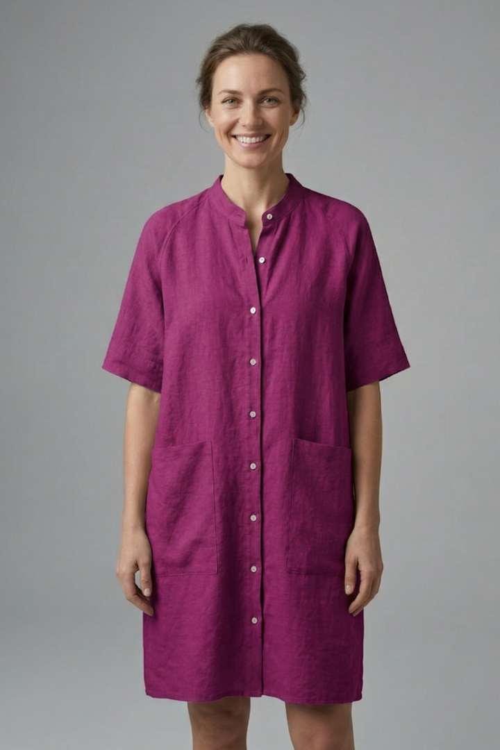 Robe femme boutonnée manches courtes