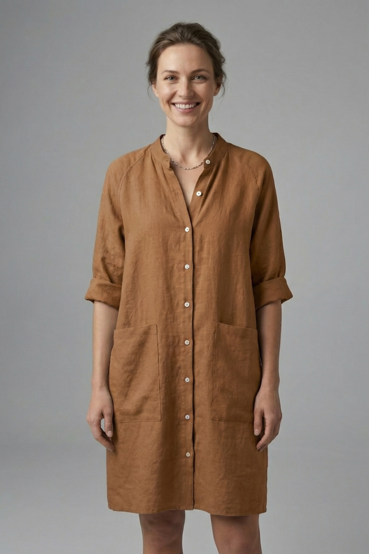 Robe femme boutonnée manches courtes