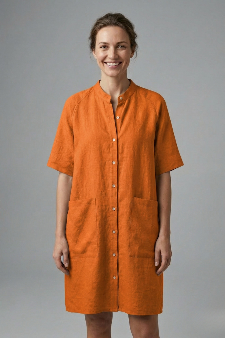 Robe femme boutonnée manches courtes