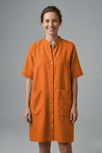 Robe femme boutonnée manches courtes