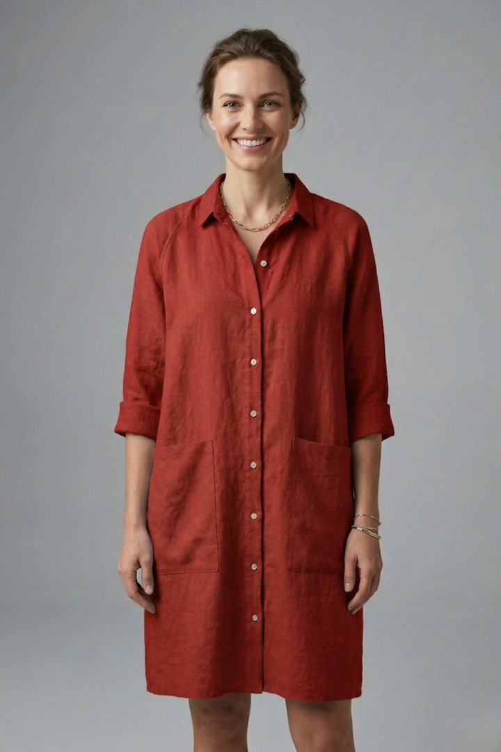 Robe femme boutonnée manches courtes