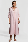 Robe chemise femme à col et fentes latérales