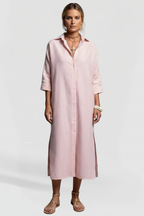 Robe chemise femme à col et fentes latérales
