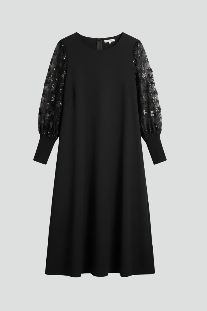 Rochie mini de damă cu mâneci din dantelă