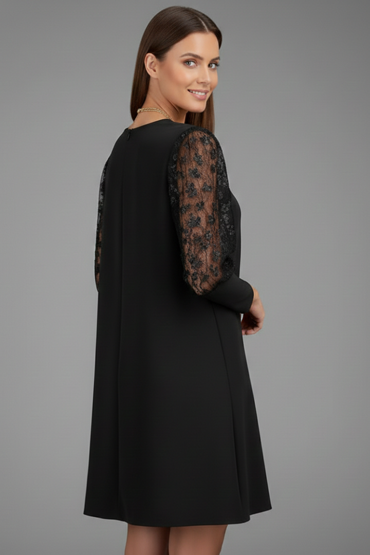 Damska Sukienka Mini z Koronkowymi Rękawami