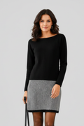 Rochie de damă cu decolteu rotund și bază cu model