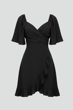 Vestito mini donna con scollo a V e orlo con volant