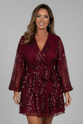 Vestito mini donna con scollo a V e laccio in vita