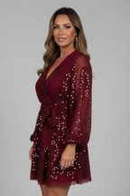 Vestito mini donna con scollo a V e laccio in vita