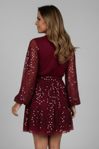 Vestito mini donna con scollo a V e laccio in vita