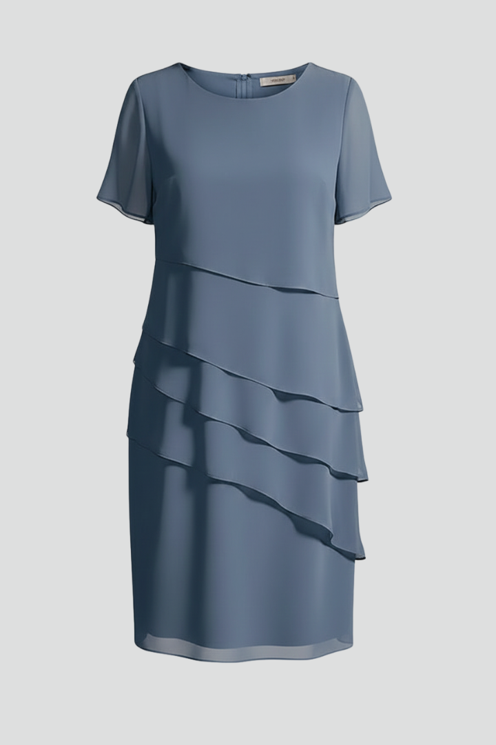 Robe mini femme à devant superposé et bas droit