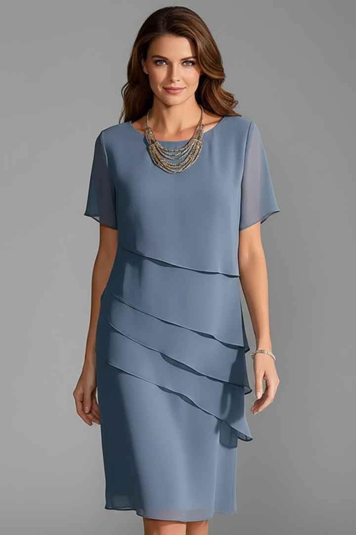 Robe mini femme à devant superposé et bas droit