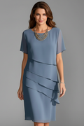 Robe mini femme à devant superposé et bas droit