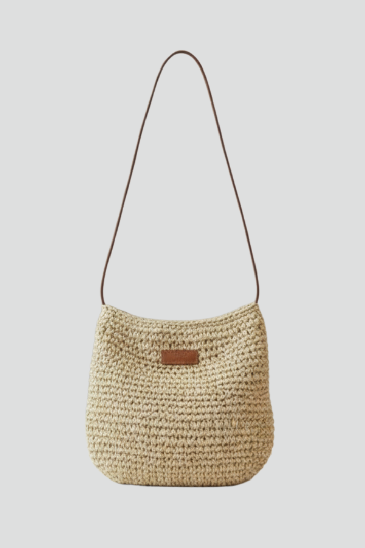 Women's Shoulder Bag With Woven Texture and Long Strap