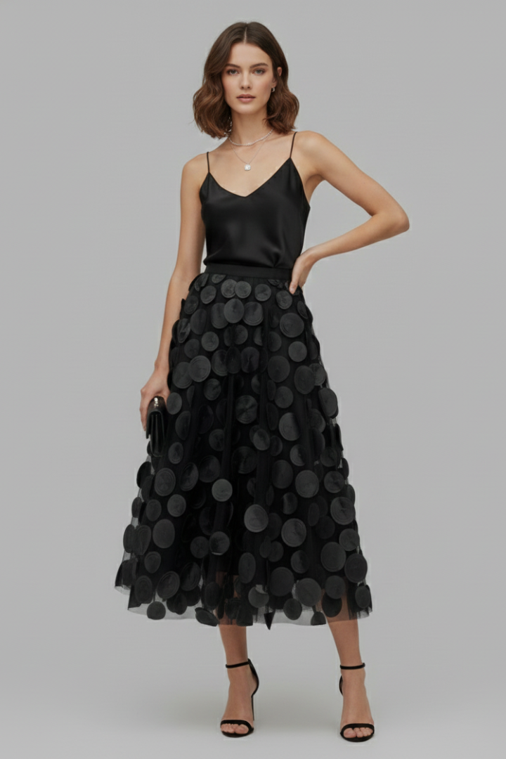 Gonna donna in tulle a pois patchwork