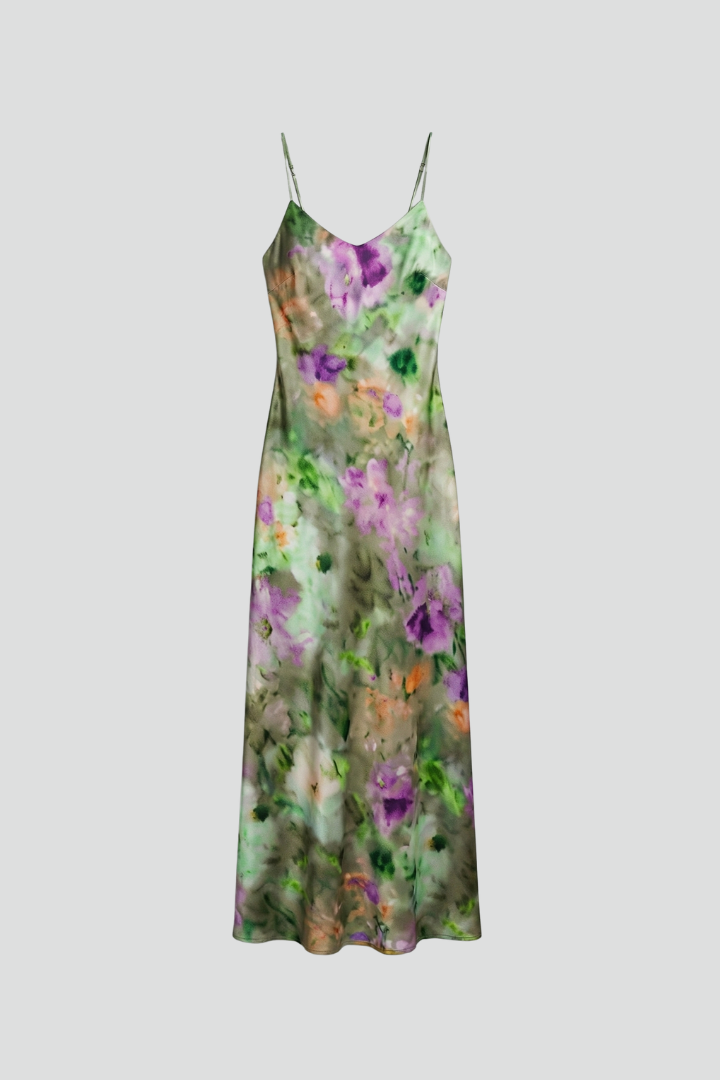 Rochie maxi de damă cu eșarfă cu imprimeu și model cu aureolă
