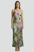 Rochie maxi de damă cu eșarfă cu imprimeu și model cu aureolă