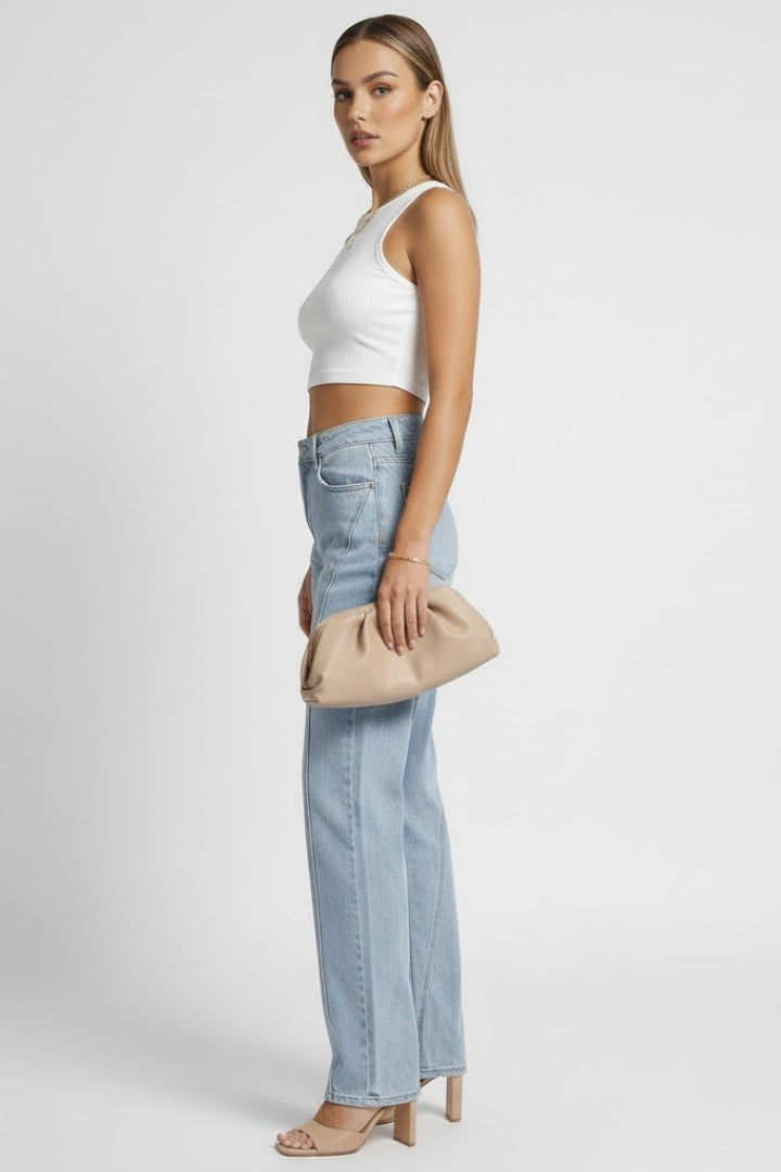 Jeans til damer med lige snit og høj talje