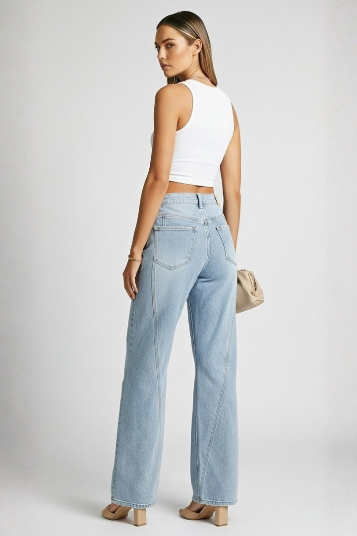 Jean femme coupe droite taille haute