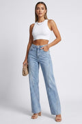 Jean femme coupe droite taille haute