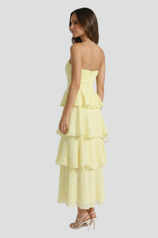 Robe maxi femme bustier et volants superposés