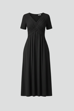 Vestido de mujer con escote en V y mangas cortas