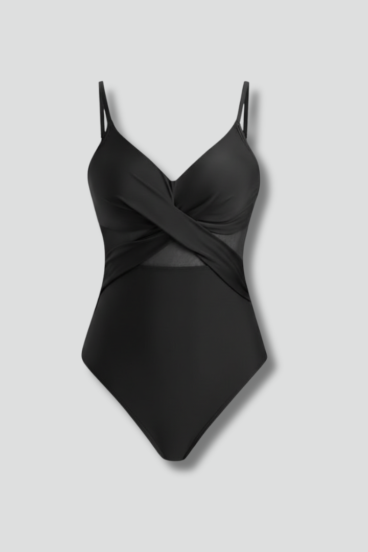 Costume da bagno donna con pannelli in rete e spalline regolabili