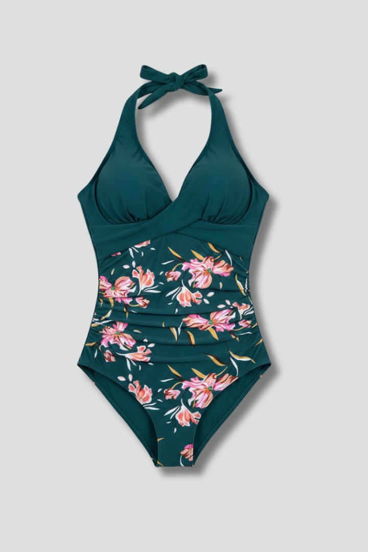 Costume da bagno donna scollo a V e vita stampata