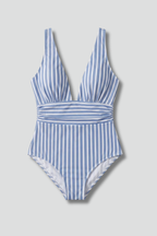 Costume da bagno donna con scollo a V e superficie a righe