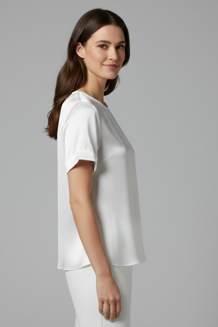 T-shirt femme col rond manches courtes