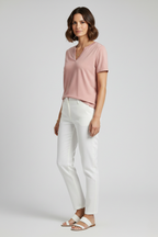 Camiseta de mujer con escote en V y manga corta