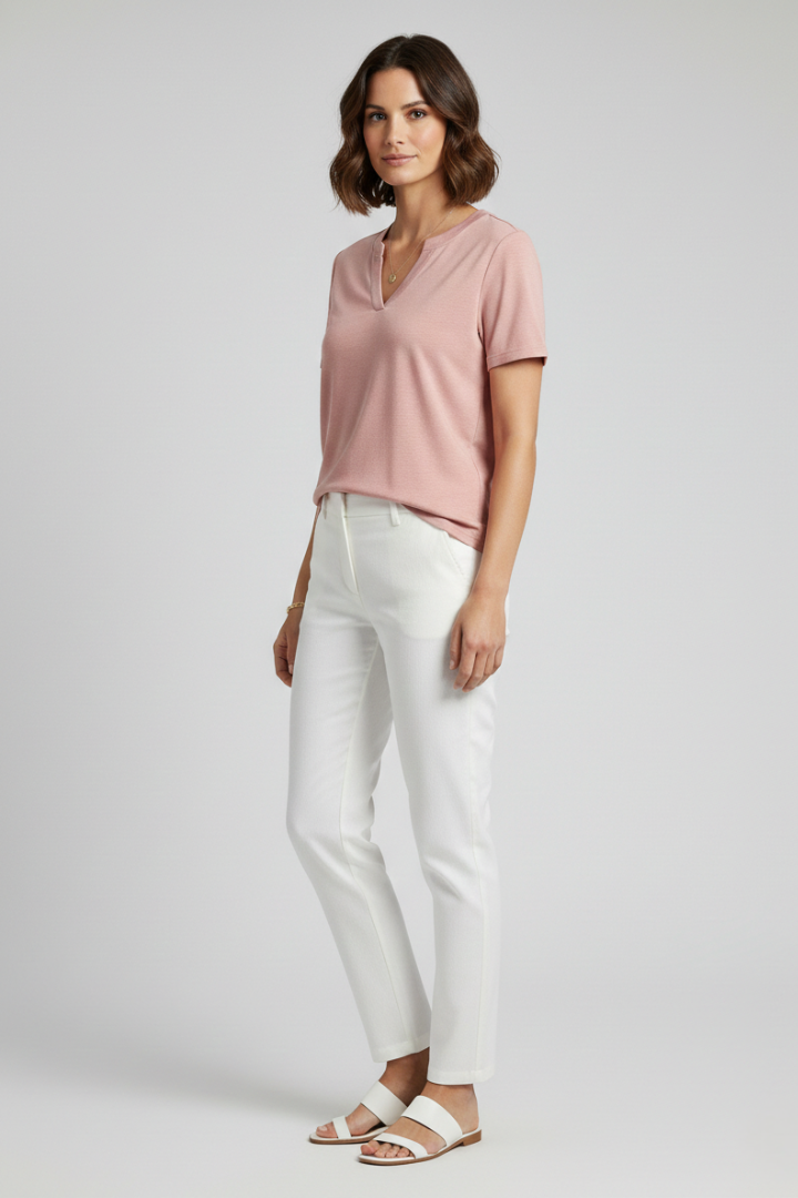 Camiseta de mujer con escote en V y manga corta