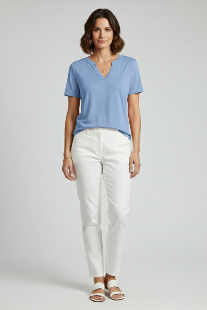 Camiseta de mujer con escote en V y manga corta