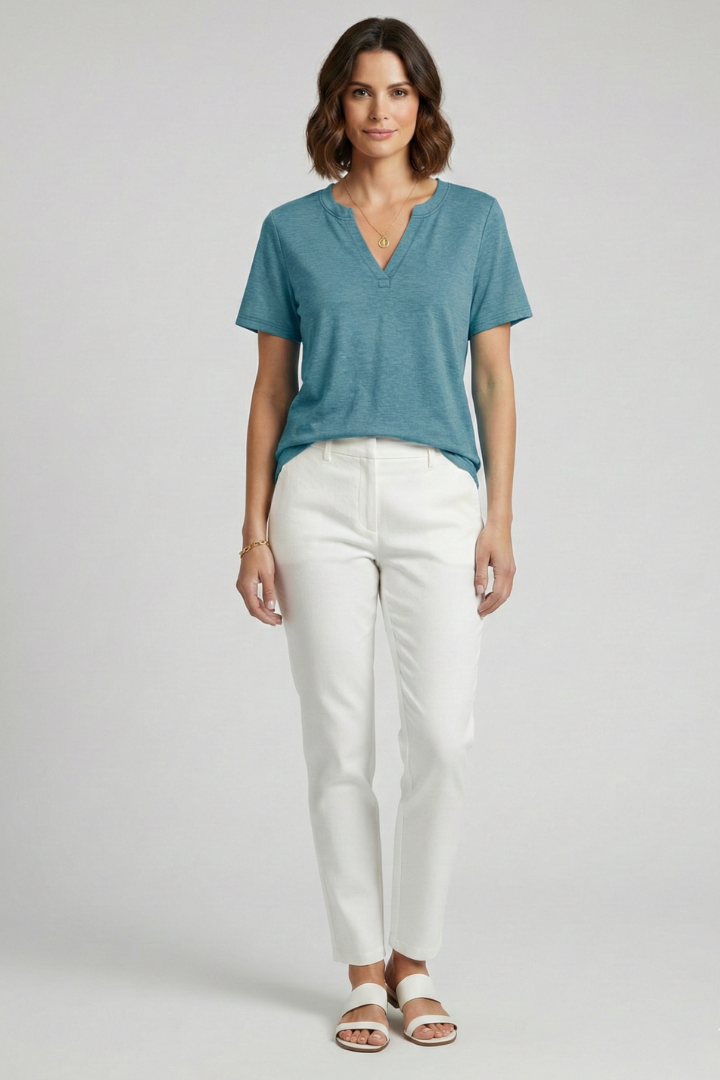 Camiseta de mujer con escote en V y manga corta