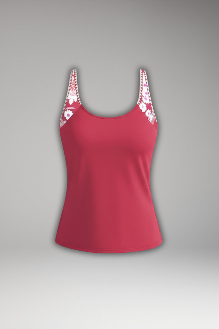 Damski Komplet Tankini z Topem Racerback i Szortami - Różowy
