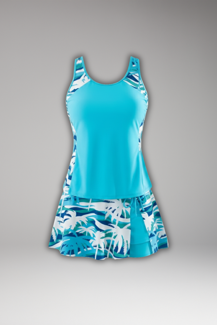 Ensemble tankini femme haut dos nageur et jupette