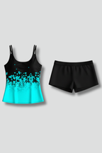 Set tankini de damă cu decolteu barcă și pantaloni scurți