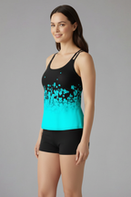 Set tankini de damă cu decolteu barcă și pantaloni scurți