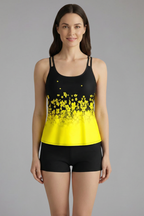 Set tankini de damă cu decolteu barcă și pantaloni scurți