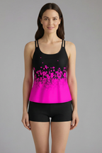 Set tankini de damă cu decolteu barcă și pantaloni scurți