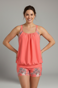 Completo tankini donna scollo quadrato e shorts