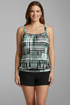 Conjunto tankini de mujer con escote cuadrado y pantalones cortos
