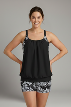 Completo tankini donna scollo quadrato e shorts