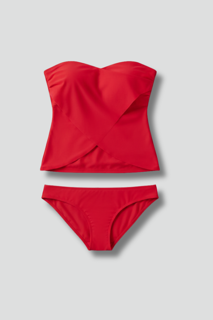 Completo tankini donna top senza spalline e shorts