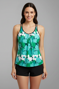 Conjunto tankini de mulher com decote em V e calções