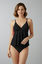 Conjunto tankini de mujer con escote en V y volantes superpuestos