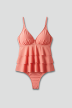 Conjunto tankini de mujer con escote en V y volantes superpuestos